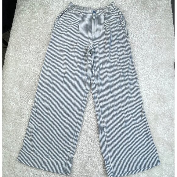 Aerie Daybreak Trouser Wide Leg Pants Blue Striped - Picture 2 of 9